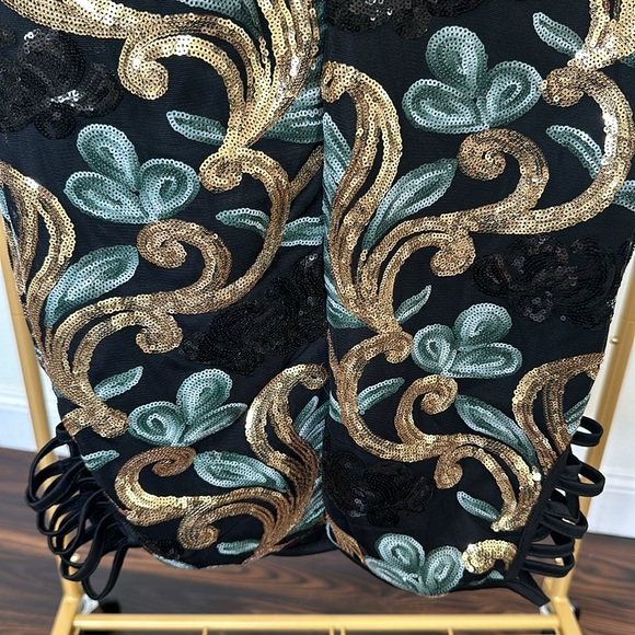 Sequin Gold, Green and Black Dress - Picture 6 of 8